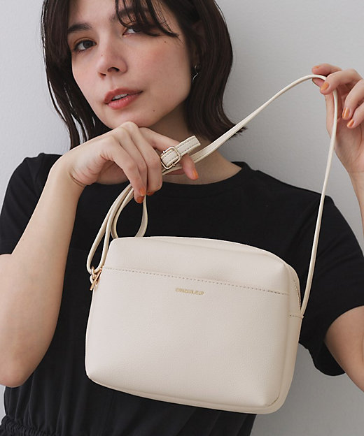 長さ調節可能】ラウンドスクエアマチ付きミニショルダーバッグ