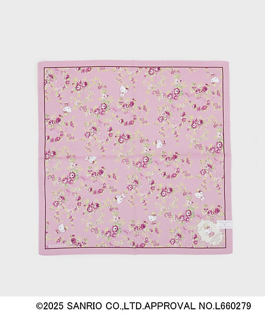 サンリオキャラクターズコラボ】ハローキティ＆花 プリントハンカチ