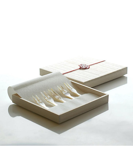 白蝶貝フォークセット（5本組）桐箱入り | 嘉門工藝/カモンコウゲイ