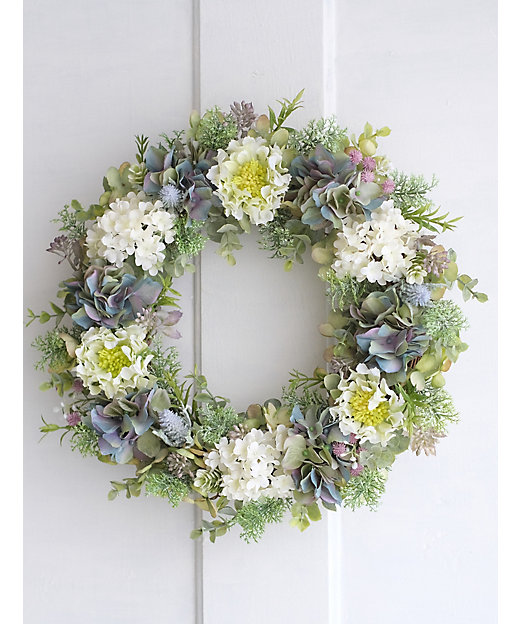 スカビオサとあじさいのブルーグリーンリース | Honey Garden/ハニー