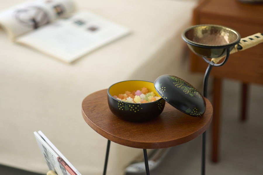 MIMOSA ボンボニエール 小 黒/白 漆塗り 漆器の井助