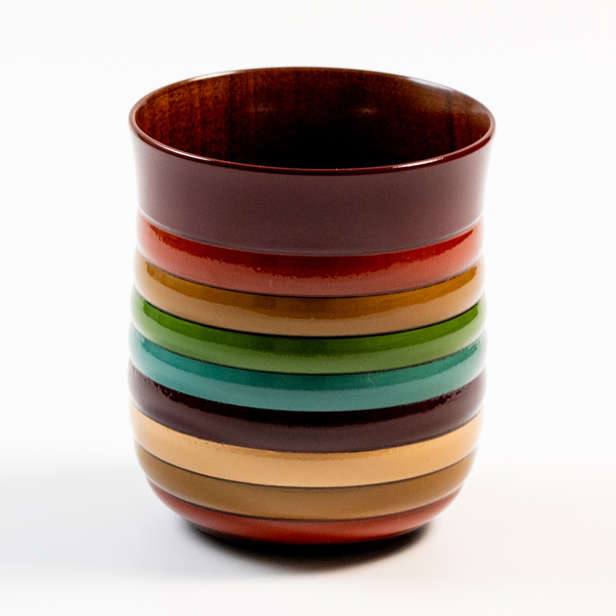 湯呑み 独楽文様 ミズメ桜 木製 漆塗り【製造中止】 漆器の井助