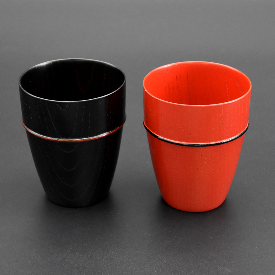 MOKU カップ 塗分け 朱/黒 漆塗り 木製のコップ・グラス 漆器の井助
