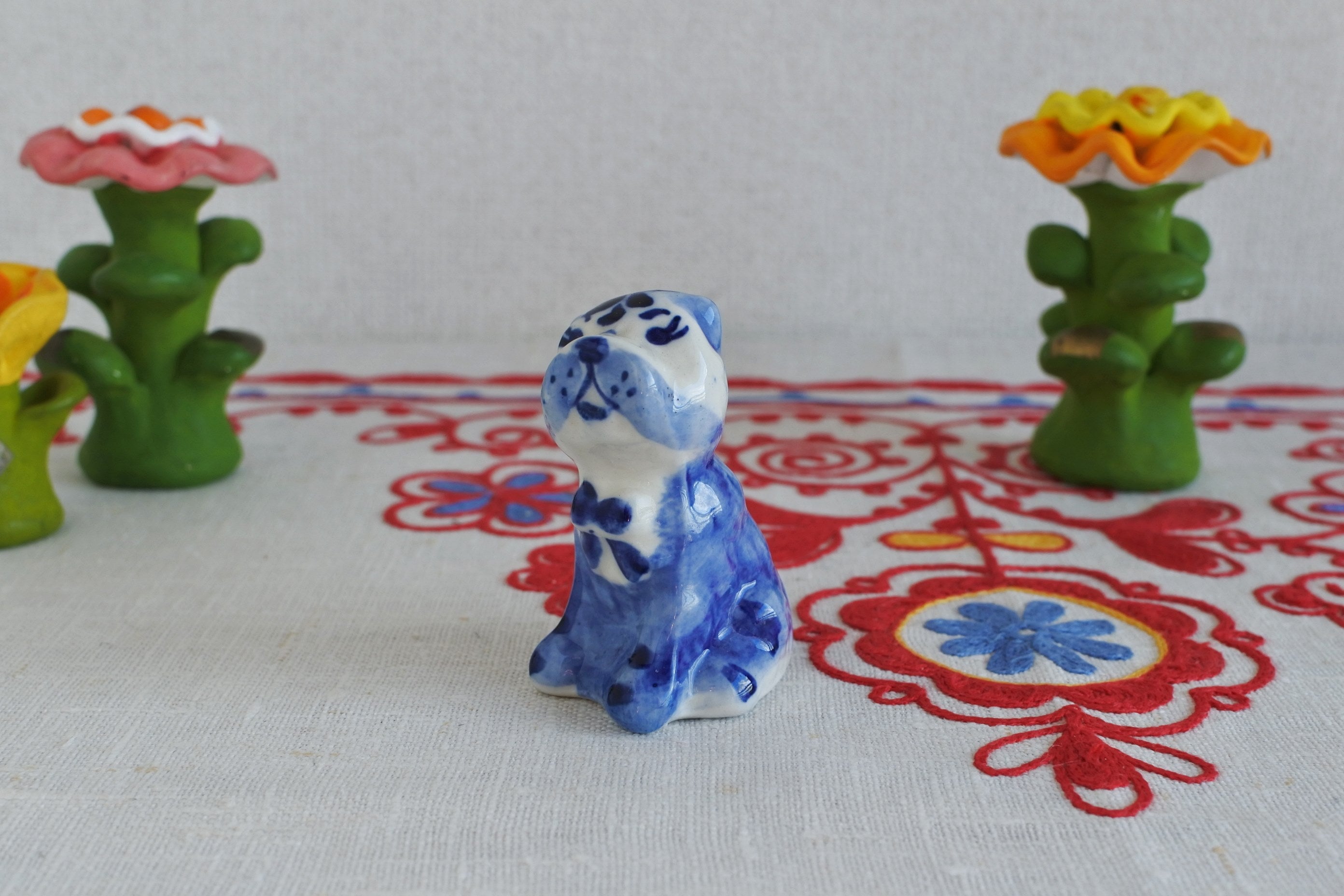 グジェリ陶器 ロシア製陶器 ロシア製食器 フィギア 手描き ロシア雑貨