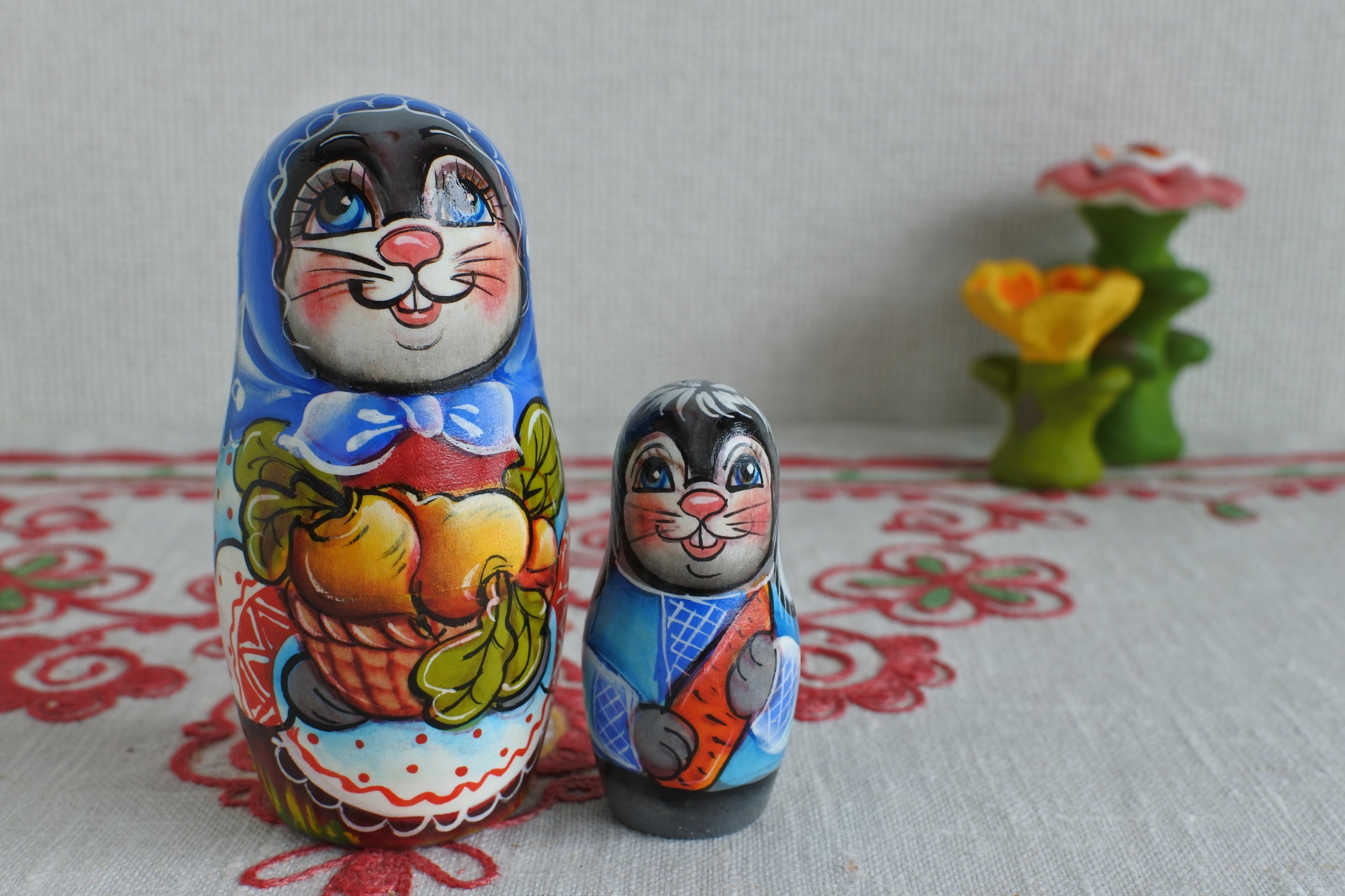 マトリョーシカ ロシア民芸品 ウサギのマトリョーシカ ロシア雑貨い