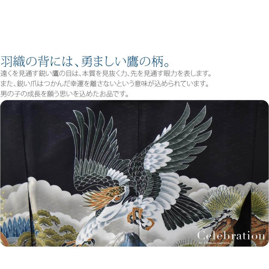 なごみや 七五三 着物 男の子 5歳 袷用 アンサンブル10点セット 鷹に