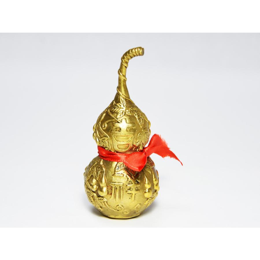 ひょうたん 置物 風水 瓢箪 黄銅製 六帝銭付き 開運 無病息災 子孫繁栄