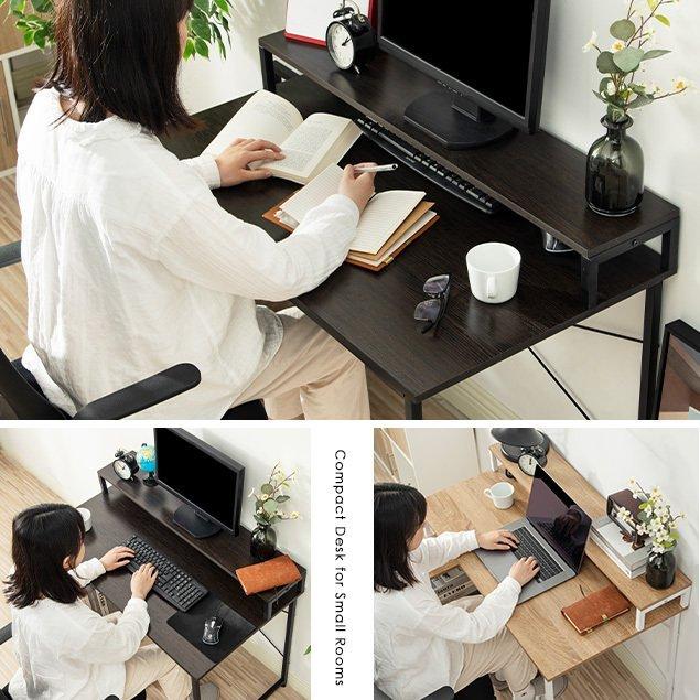 パソコンデスク キャスター付き 棚付き 収納付 自由移動ラック付き PC