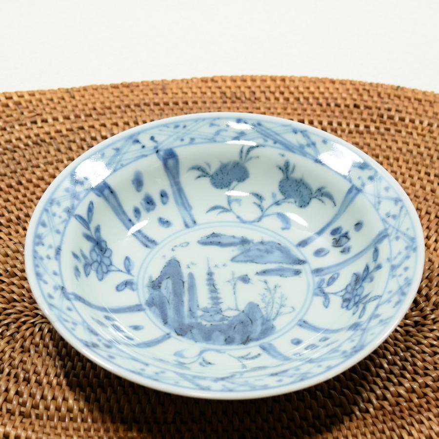 景徳鎮古窯 染付山水図 青花芙蓉手皿 現品お届け こだわりの