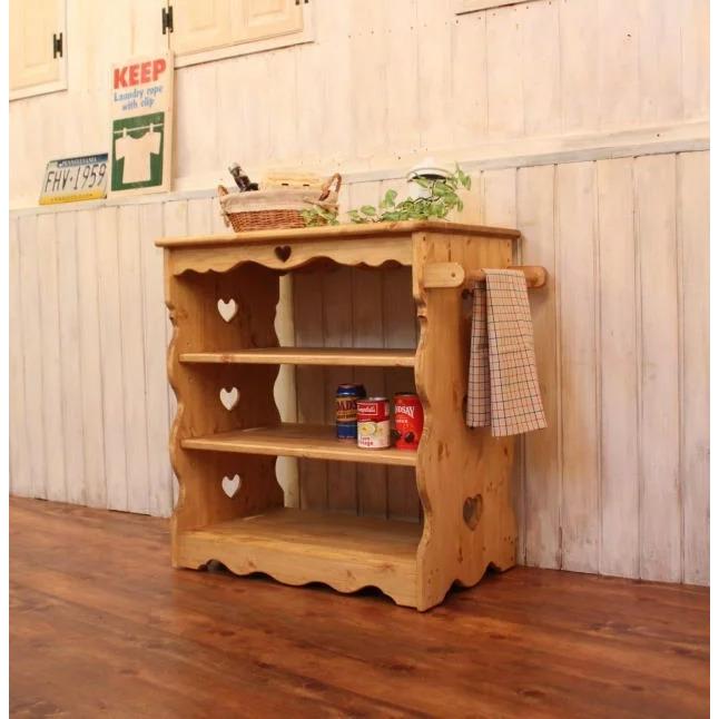 ハート・キッチンワゴン キャスター付き カントリー家具ワゴン