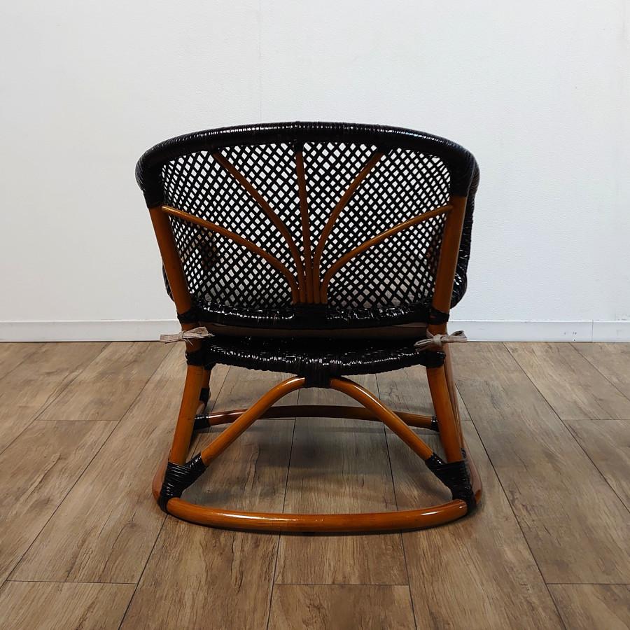 籐 ラタン パーソナルチェア クッション無地 アームチェア 肘付き