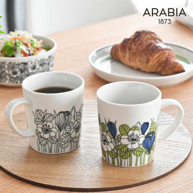 ARABIA（アラビア） クロッカス マグカップ 300ml ブラック グリーン