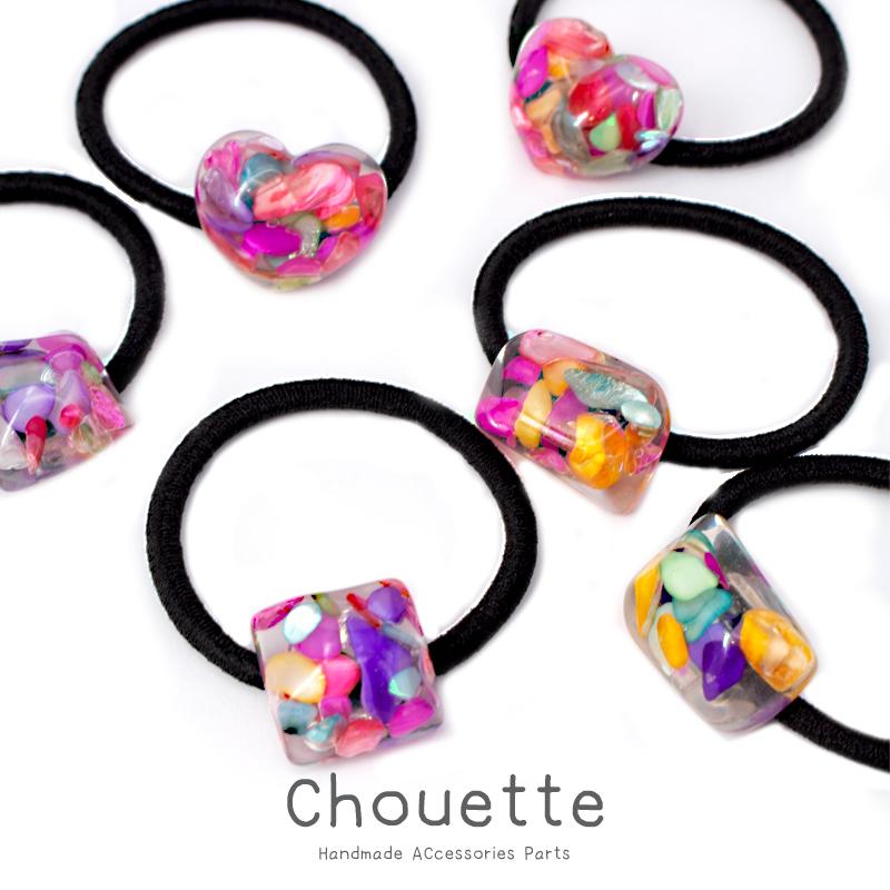ヘアゴム レジン さざれ石 2個セット 夏 サマー おしゃれ 可愛い 子供