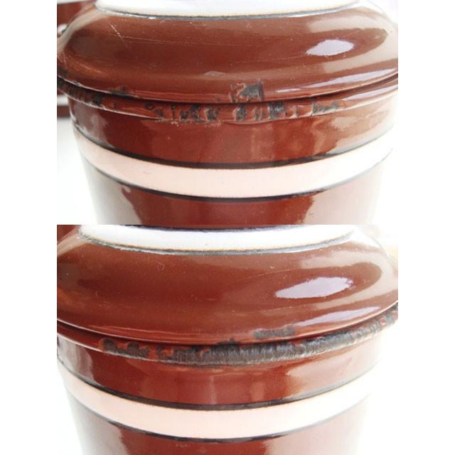 ホーローキャニスター 茶 3ピースセット A フランス アンティーク 保存