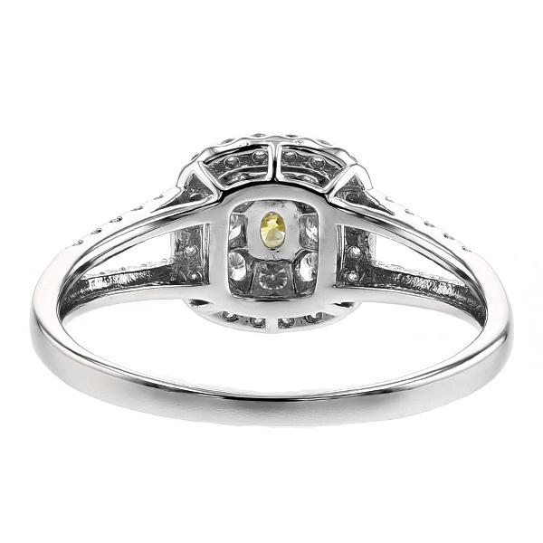 イエローダイヤモンド リング 0.075ct I1 FANCY VIVID YELLOW 脇石