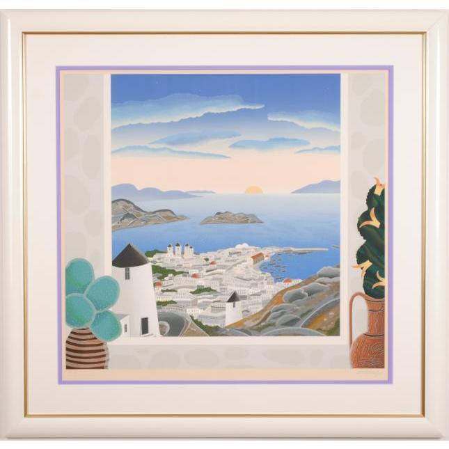 海 絵画 風景画 ギリシャ エーゲ海 インテリア シルクスクリーン 版画