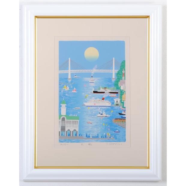 海 絵画 風景画 横浜ベイブリッジ 版画 シルクスクリーン 吉岡浩太郎