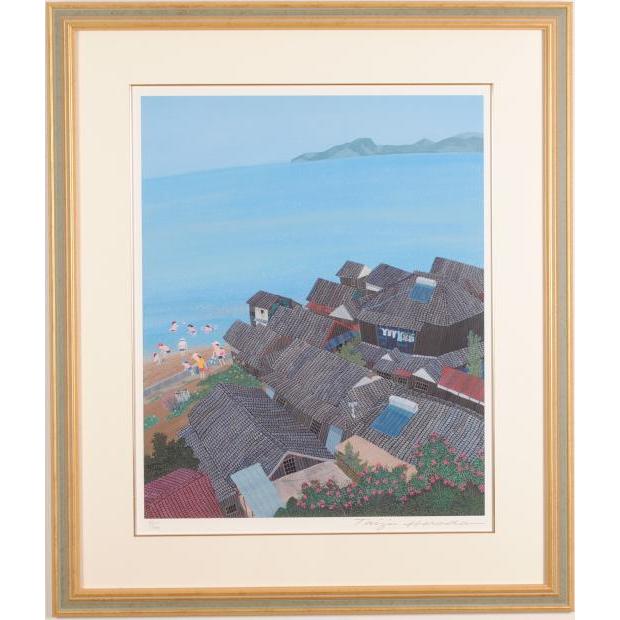 原田泰治 心の海 海 絵画 風景画 香川県小豆郡小豆島町 インテリア