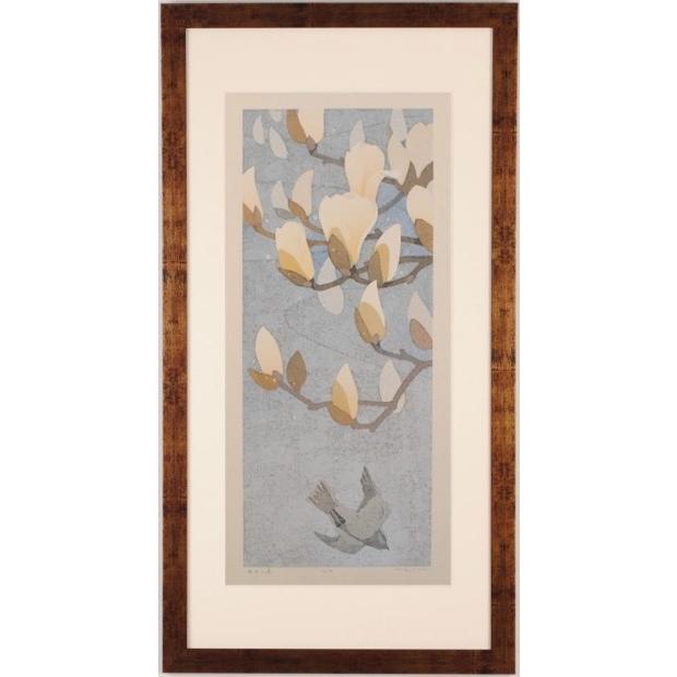本荘正彦 再会の春 花 絵画 白木蓮 和風 絵 インテリア 木版画