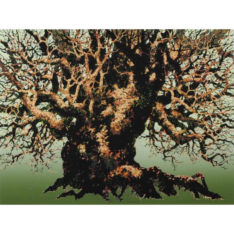 木 絵画 古木 絵 シルクスクリーン 版画 池上壮豊 「旺樹-2-萌」 額