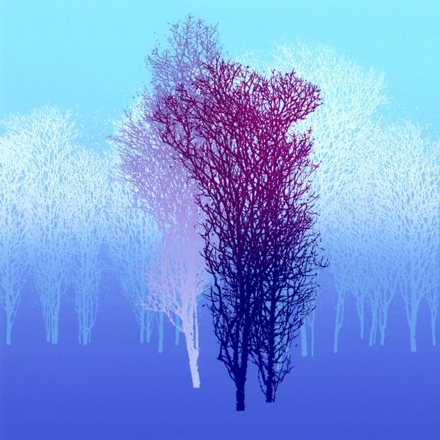 木 絵画 樹 絵 版画 シルクスクリーン 池上壮豊 「紫遠-2」 額付き