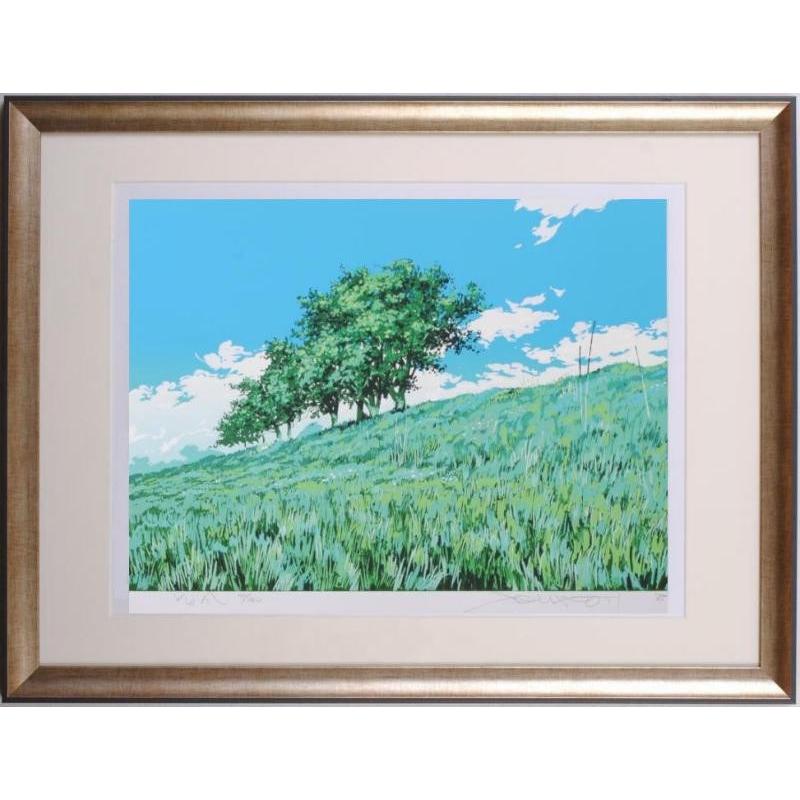 インテリア 絵画 プレゼント 草原 木 絵 シルクスクリーン 版画 池上壮