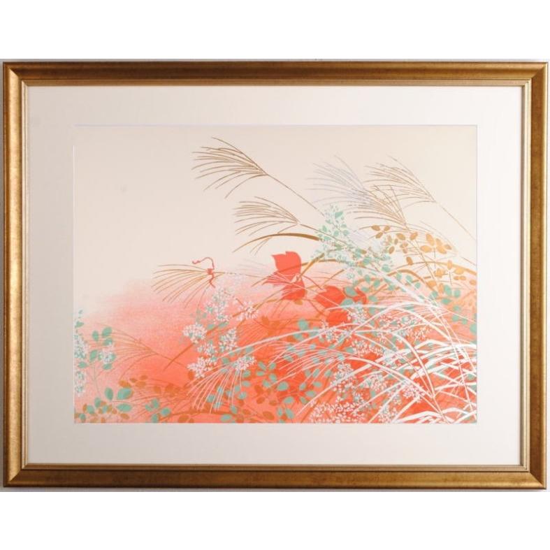 和風 絵画 シルクスクリーン 版画 今井俊満 「薄図」 額付き : アート