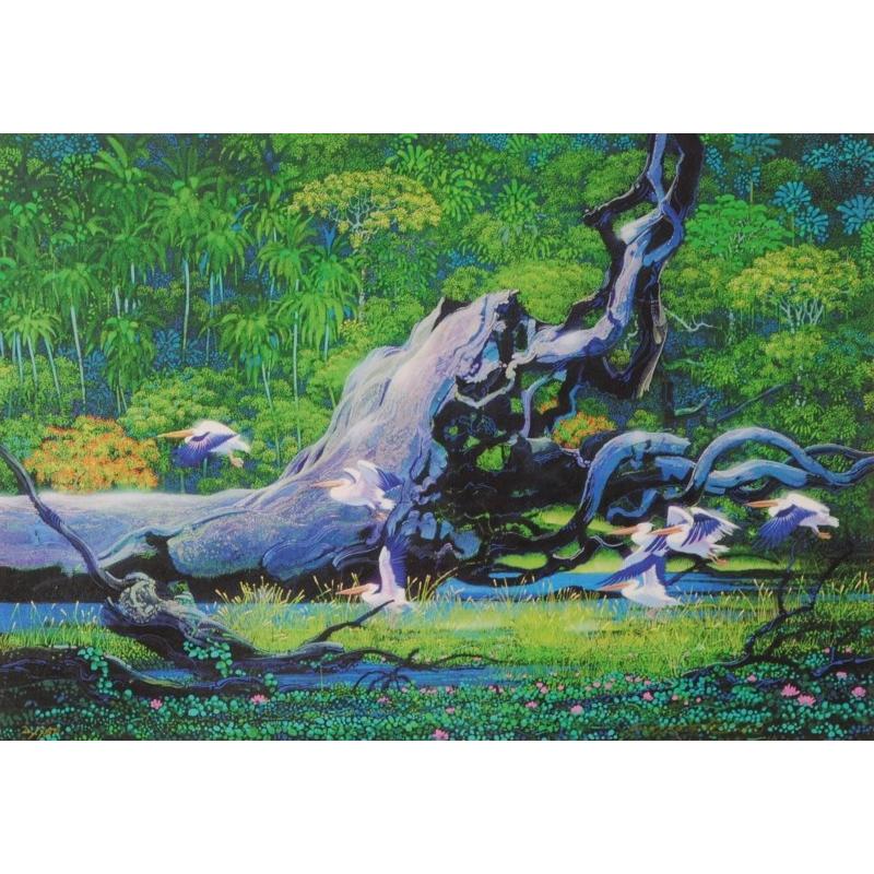 ペリカン 絵画 鳥 風景画 メラネシア ソロモン諸島 ジークレー 版画