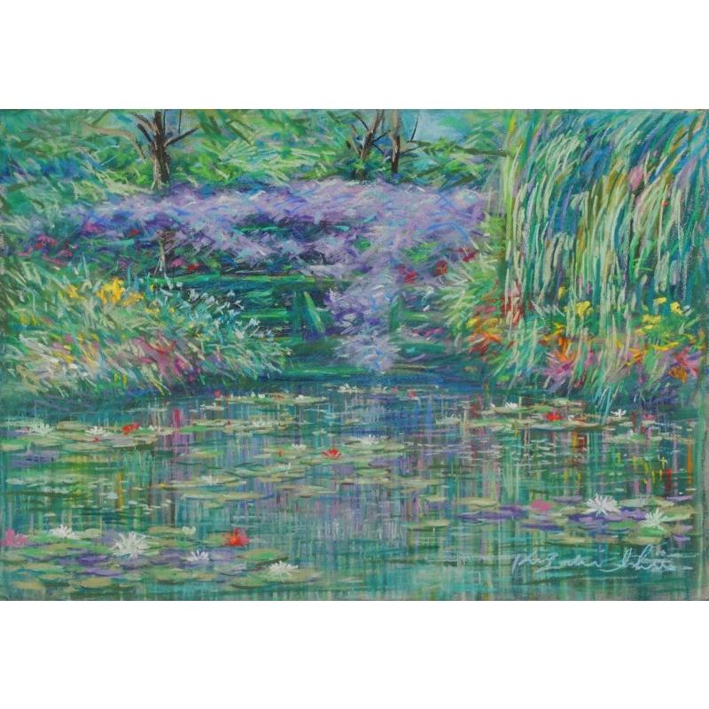 フランス 風景画 絵画 パステル画 ジヴェルニー 石井清 「藤の花咲く