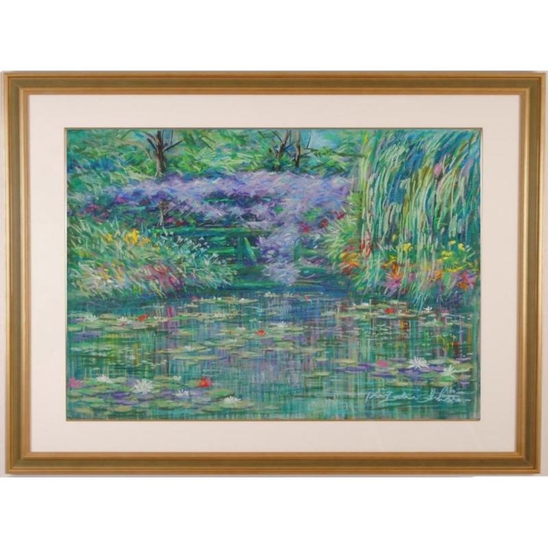 フランス 風景画 絵画 パステル画 ジヴェルニー 石井清 「藤の花咲く