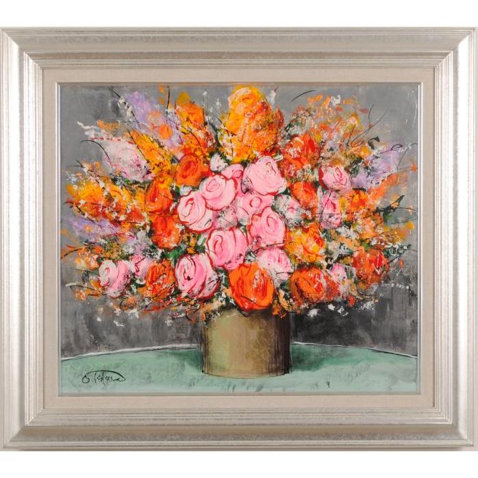 柿田治 薔薇の花束 花 絵画 薔薇 静物画 油絵 一点物 インテリア