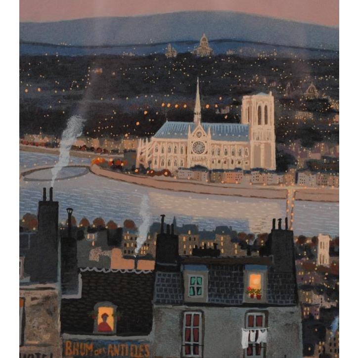 ミッシェル・ドラクロワ 夜の左岸 パリ 絵画 風景画 夜景 フランス