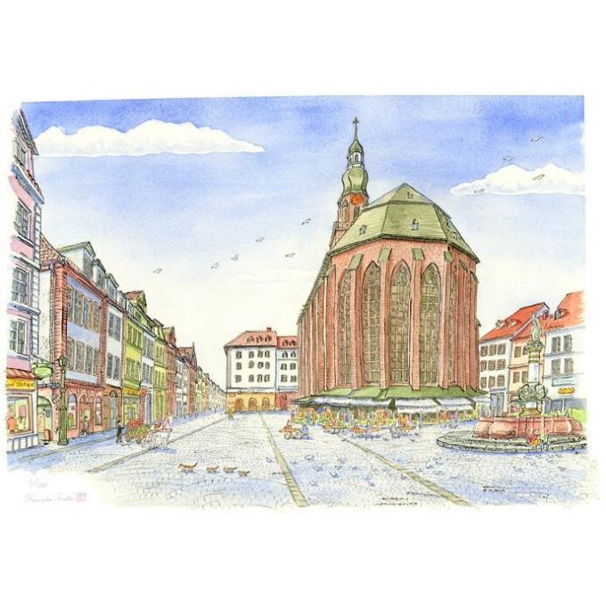 ドイツ 絵画 風景画 ハイデルベルク 水彩画 版画 ジークレー