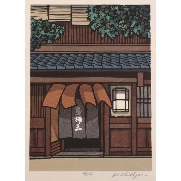 和風 絵画 木版画 西嶋勝之 「葉月」 額付き インテリア プレゼント