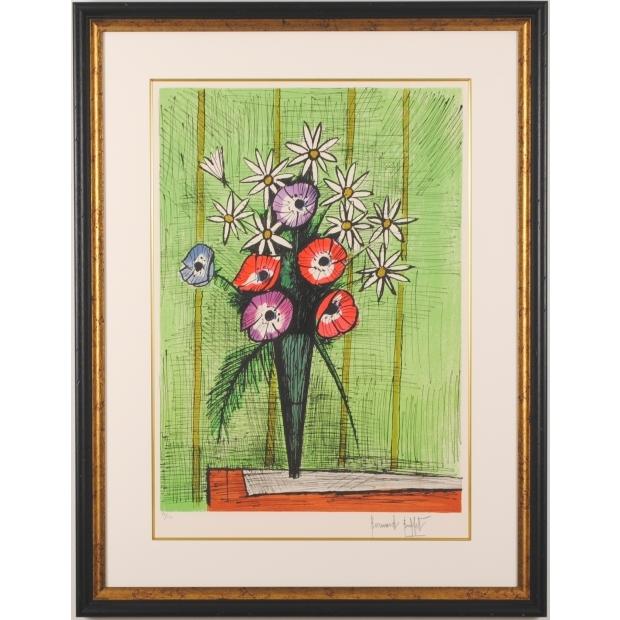 ベルナール・ビュッフェ 花 絵画 リトグラフ 版画 「アネモネと
