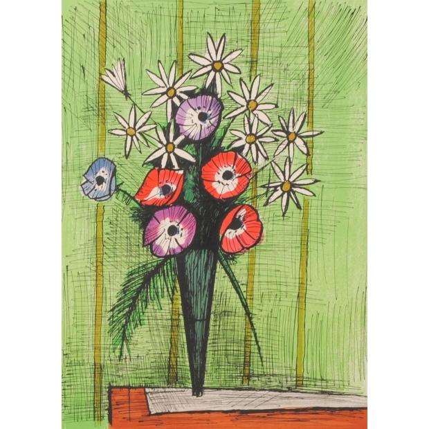 ベルナール・ビュッフェ 花 絵画 リトグラフ 版画 「アネモネと