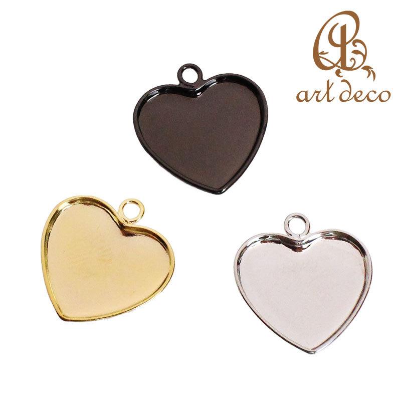 チャーム ペンダントトップ ハート型 2個 14mm×15.5mm アクセサリー