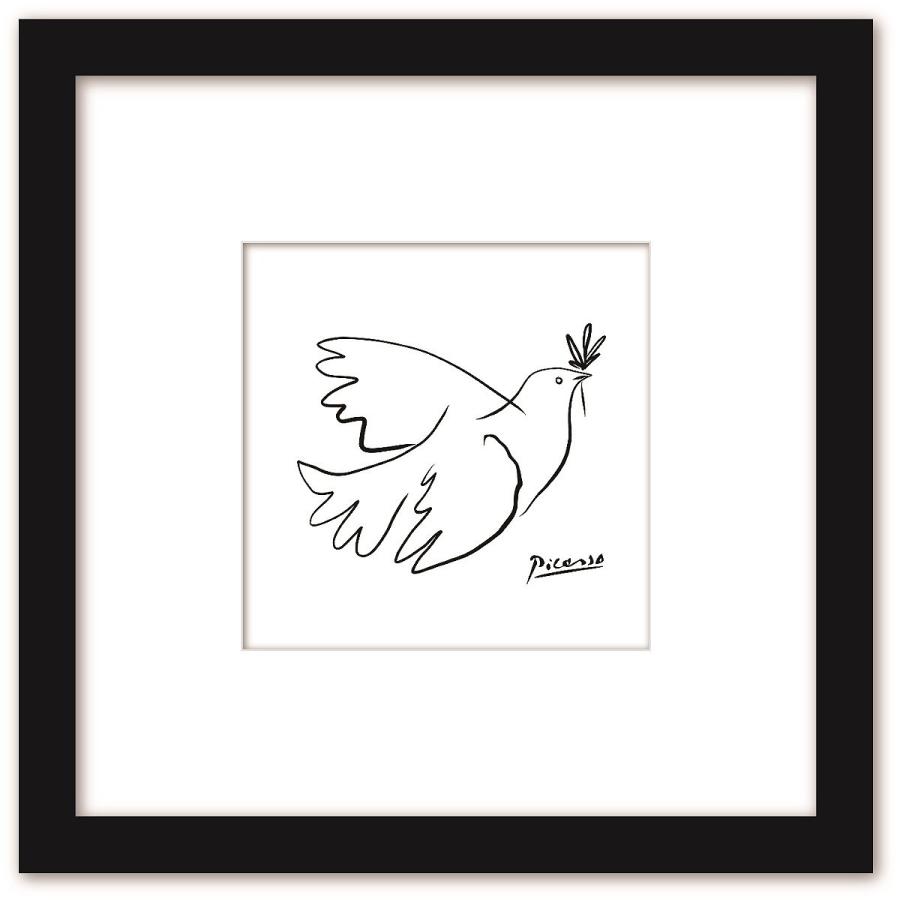 Sサイズ 額入り 絵 壁掛け インテリア 平和の象徴 北欧 モノクロ