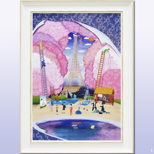 絵画「花の都 江戸」鮮やかな色彩と和洋折衷の遊び心ラメチップ入り