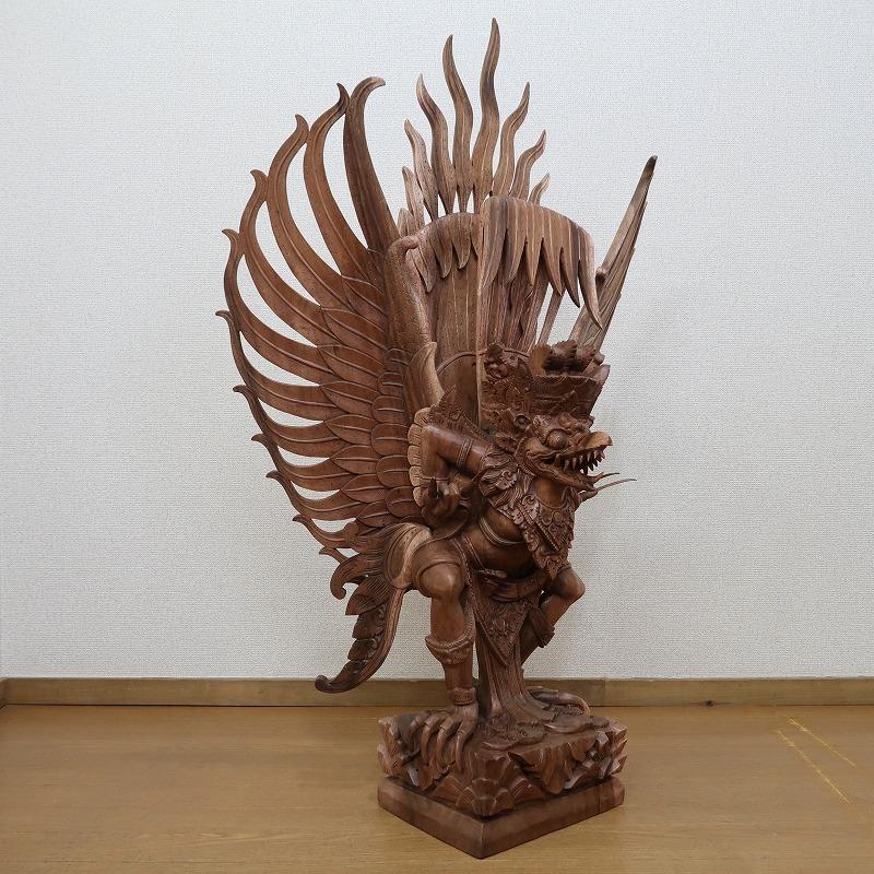 ガルーダの木彫り 100cm 木製スワール無垢材 MADE M作 アジアン雑貨