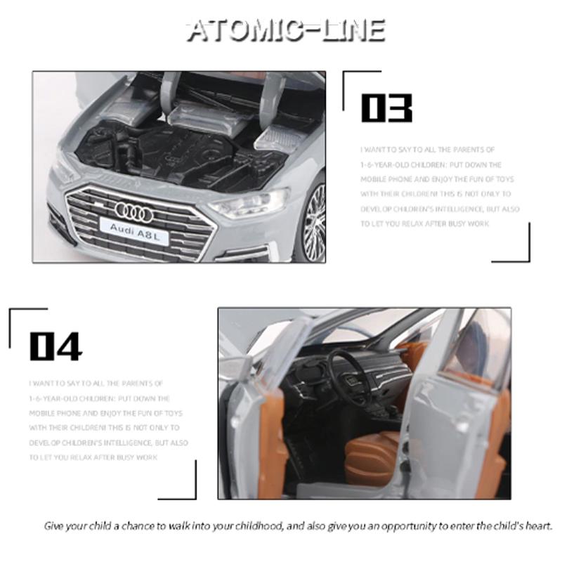 アウディ A8 1/32 ミニカー 全3色 ライト点灯 エンジンサウンド 合金