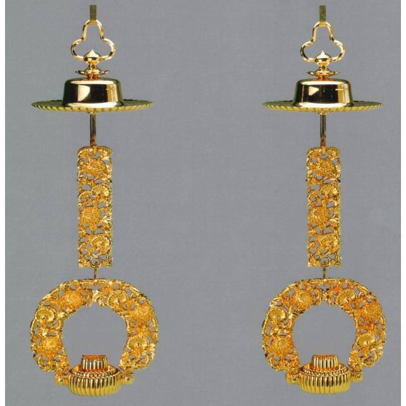 極上彫菊輪灯中鍵本金メッキ5.0号DC（浄土真宗本願寺派（門徒西）用ziu