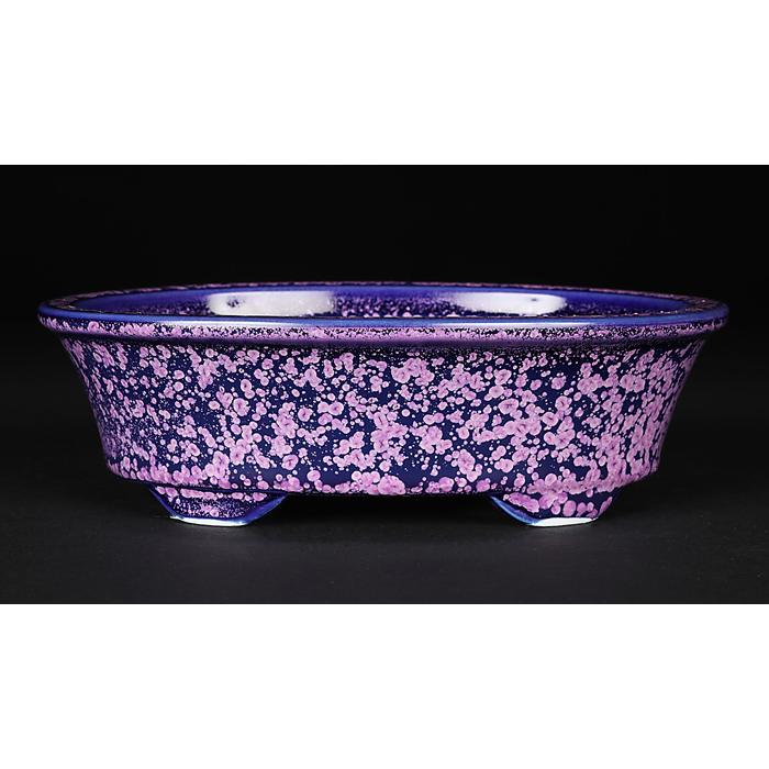 盆栽鉢 植木鉢 「平安泉山紫結晶楕円鉢」 山草鉢 色鉢 清水焼 京焼