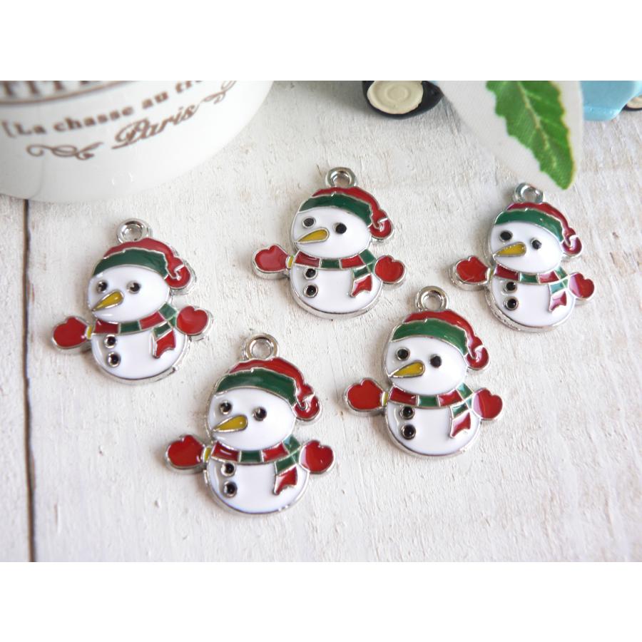 チャーム 雪だるま 5個 ゆきだるま スノーマン シルバー 手芸 パーツ