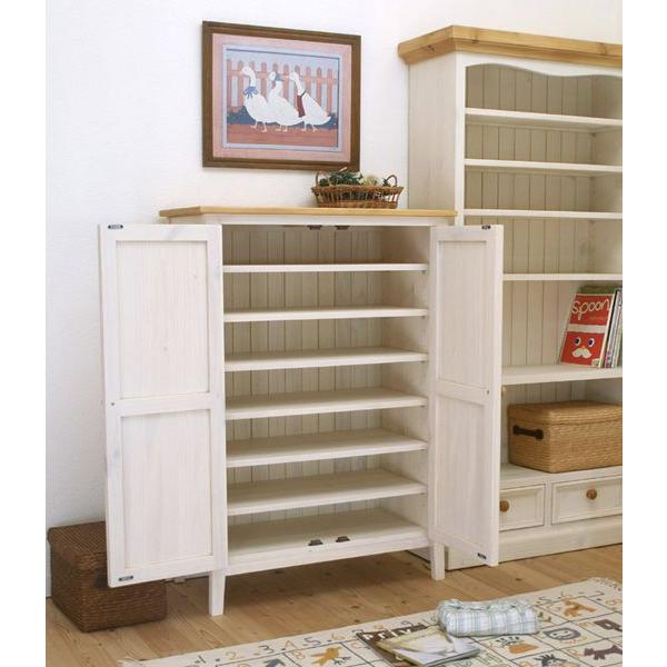 高さ120cm カントリー食器棚 幅85cm パインキャビネット 脚付き収納