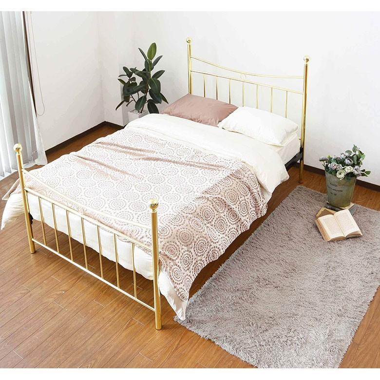 ベッド ダブル パイプ 組立設置無料 オペラ 金属製 アイアン ゴールド