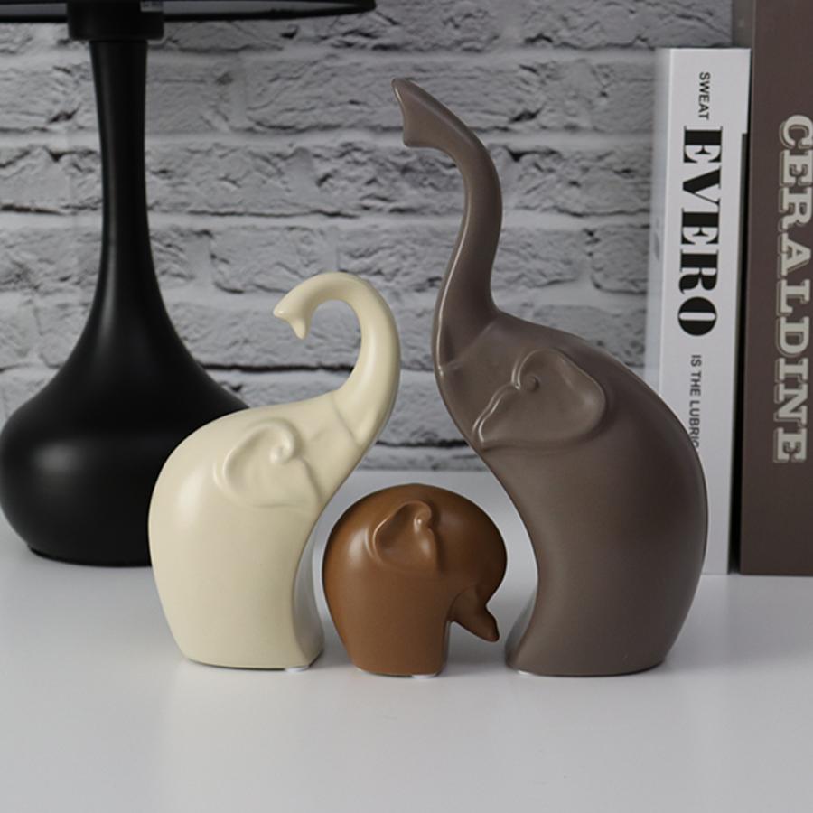 3点セット 家族の絆 アニマル アート オブジェ 韓国 北欧 陶器 親子