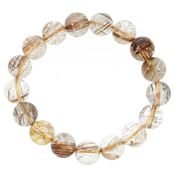 ブラウンルチルクォーツ ブレスレット 11.8mm 18cm メンズM レディース