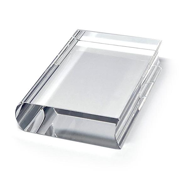 ペーパーウェイト ブック型 25x70x100mm クリスタルガラス 透明