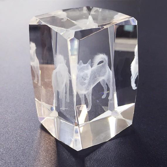 クリスタルガラス 犬の置物 透明 約8cm